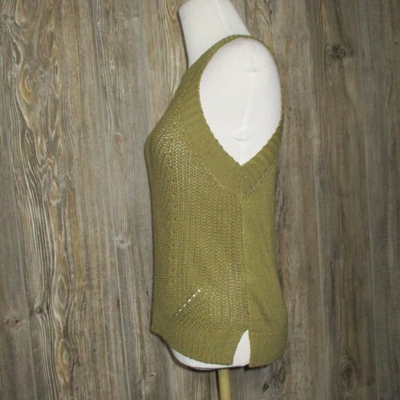 Nine West High-Neck Cutaway Sweater Tank NWT Olive Sz XS Grunge Boho Fall Cute - Picture 3 of 13